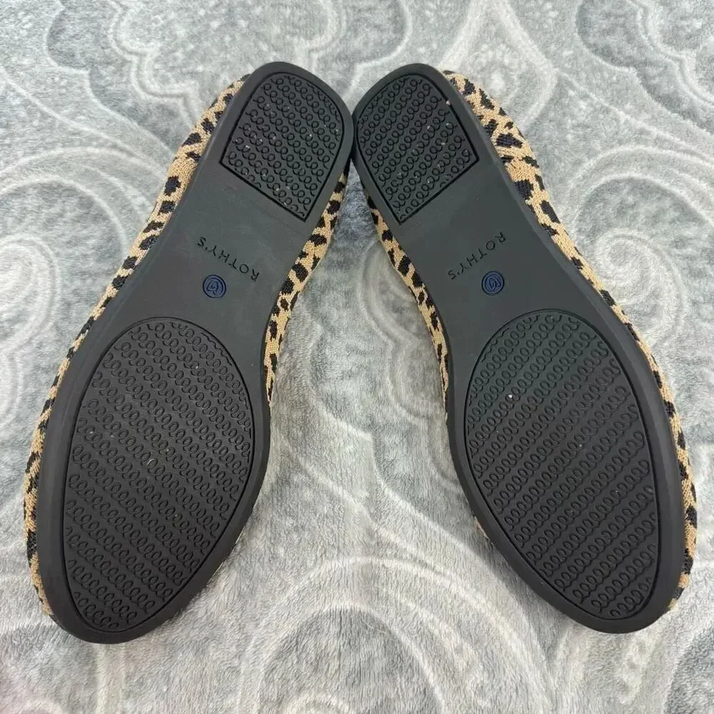 Women's Rothy's Round Toe Spotted Leopard Cheetah Flats